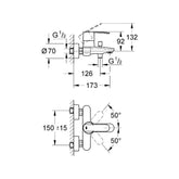 GROHE "Wave Cosmopolitan" Badewannenarmatur mit Einhebelmischer (chrom)